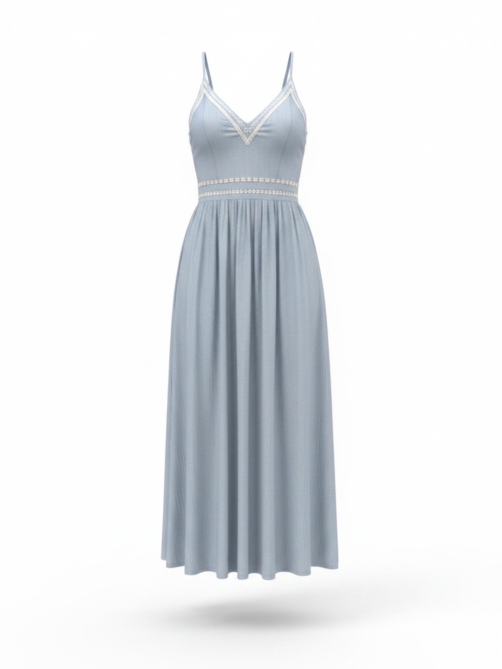 Japna Light Blue V-Neck Spaghetti Strap Maxi Dress